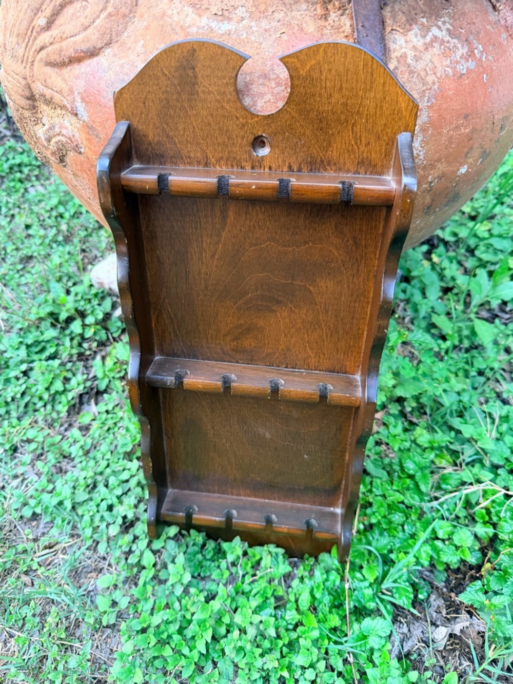 Vintage Wood Wall Spoon Display Rack - Brown Rustic farmhouse cabin